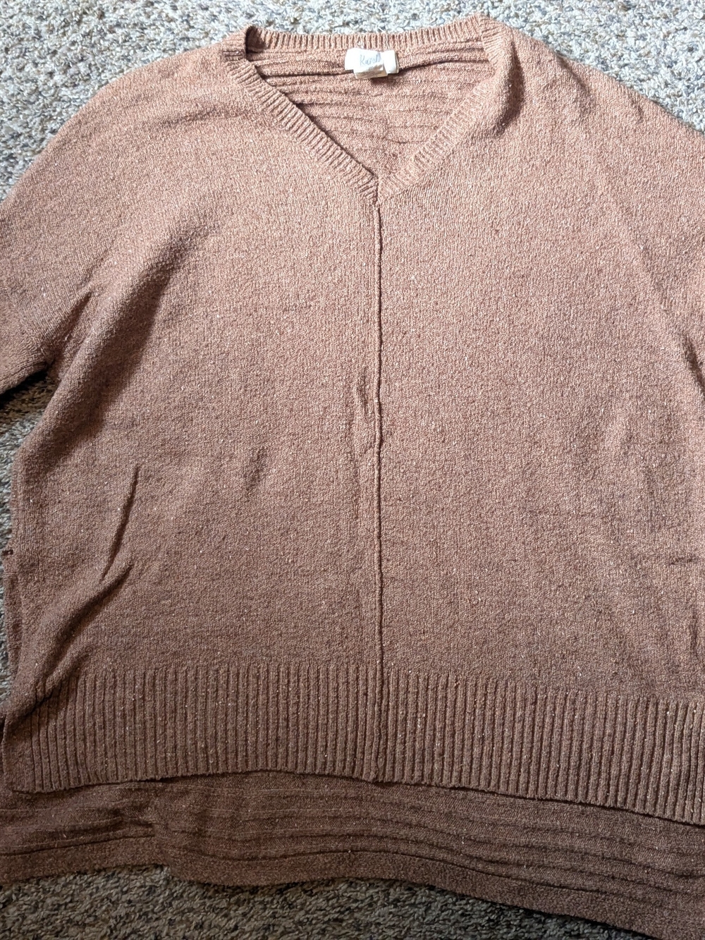 Woman's V-Neck Sweater in Light Brown by Kaisely